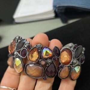 Elegant Multicolor Purple Pink Gemstone Stretch Bracelet